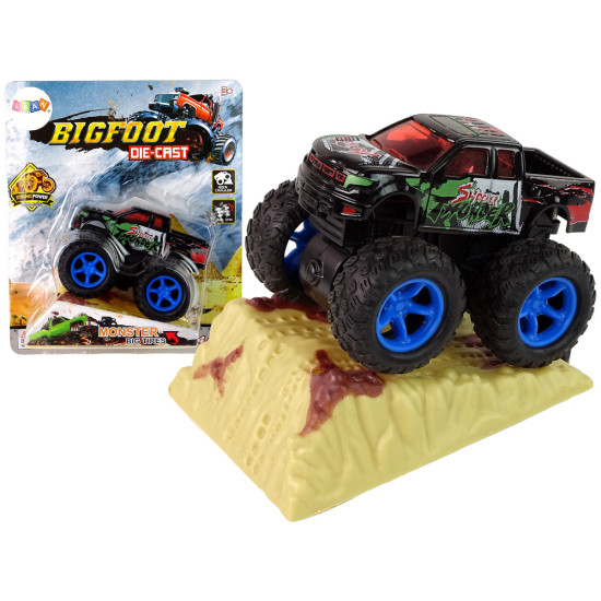 Resorak Monster Truck  Pull Back drive  Rubber tyres Metal body + Evolving Ramp Rotaļlietu automašīnas