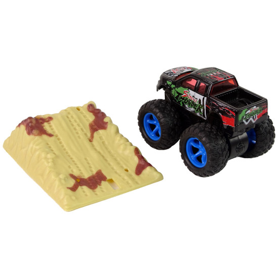 Resorak Monster Truck  Pull Back drive  Rubber tyres Metal body + Evolving Ramp Rotaļlietu automašīnas