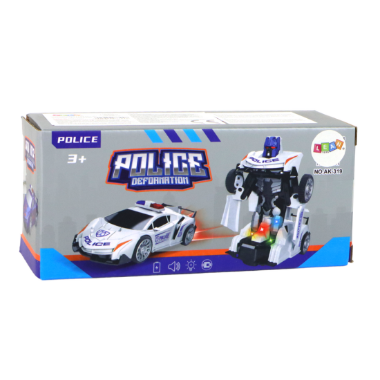 Robot Car Police Navy Blue 2in1 Transformation Rotaļlietu automašīnas