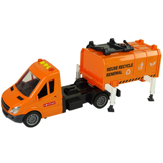 Rubbish Truck with Friction Drive Sound Effects Orange Rotaļlietu automašīnas