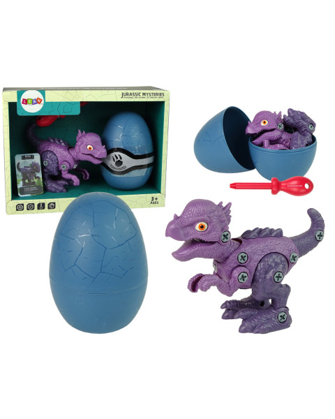 Zils dinozaura olas ar izjaucamu violetu dinozauru.