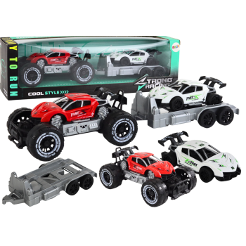 Sarkans SUV un balts sporta auto traktora komplekts