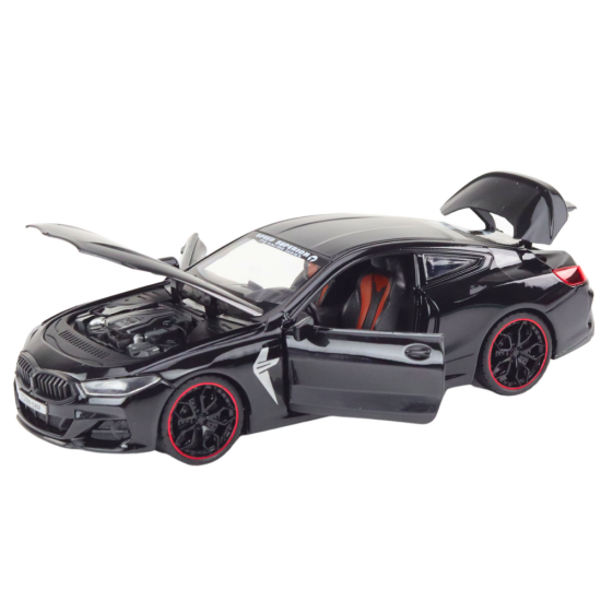 Sports Car Metal Friction Drive Openable Elements 1:24 Black Rotaļlietu automašīnas