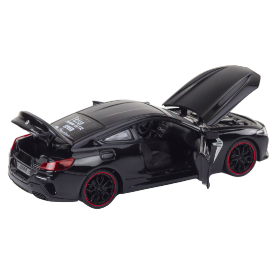 Sports Car Metal Friction Drive Openable Elements 1:24 Black Rotaļlietu automašīnas