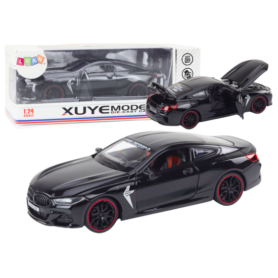 Sports Car Metal Friction Drive Openable Elements 1:24 Black Rotaļlietu automašīnas