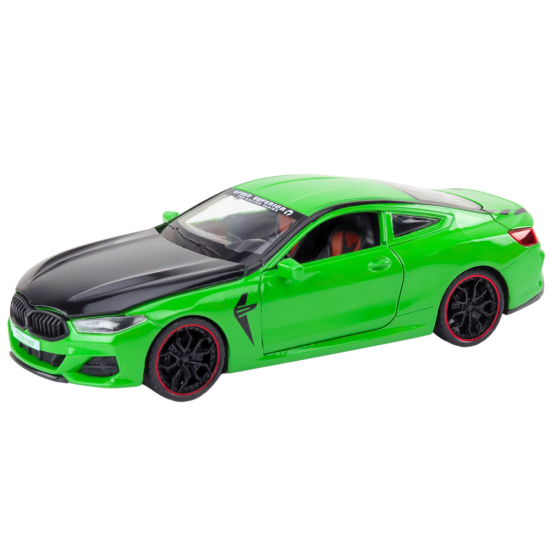 Sports Car Metal Friction Drive Openable Elements 1:24 Green Rotaļlietu automašīnas