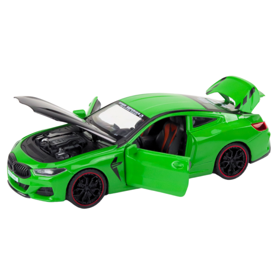 Sports Car Metal Friction Drive Openable Elements 1:24 Green Rotaļlietu automašīnas