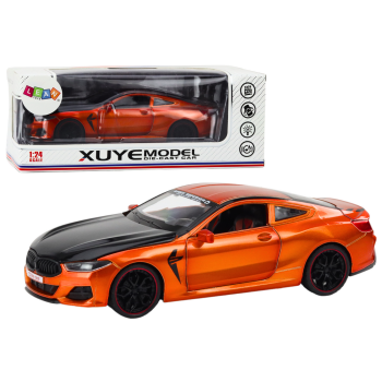 Oranža metāla sporta automašīna ar inerces piedziņu un atveramām detaļām, 1:24