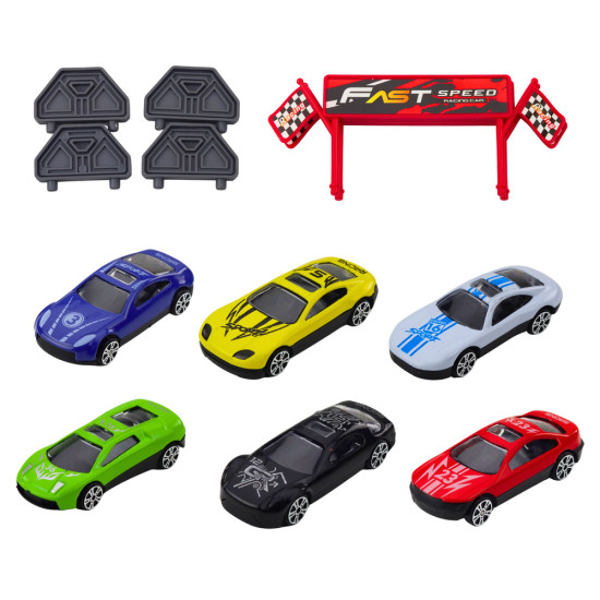 Folding Truck Set with Race Track 6 Cars Rotaļlietu automašīnas