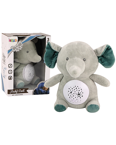 Teddy Bear Elephant Sleeping Melodies Gaismas zvaigžņu projektors pelēks
