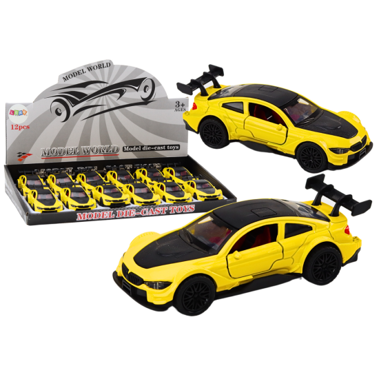 Toy Car Sports Car 1:32 Friction Drive Metal Yellow Rotaļlietu automašīnas