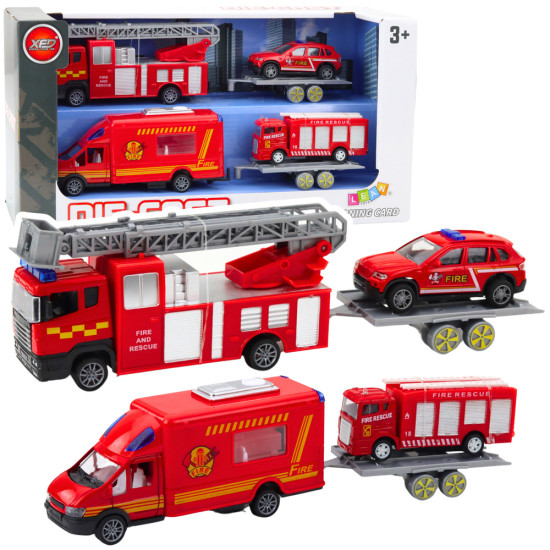 Fire Trucks Cars Drive Set Red Rotaļlietu automašīnas