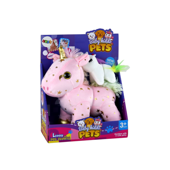Unicorn Plush Sleeping Animal Lullaby Pink With Stars Set Plīša rotaļlietas