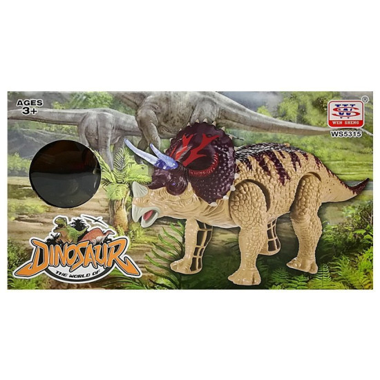 Zaļš baterijām darbināms Triceratops dinozaurs ar skaņas efektu Dinozauri