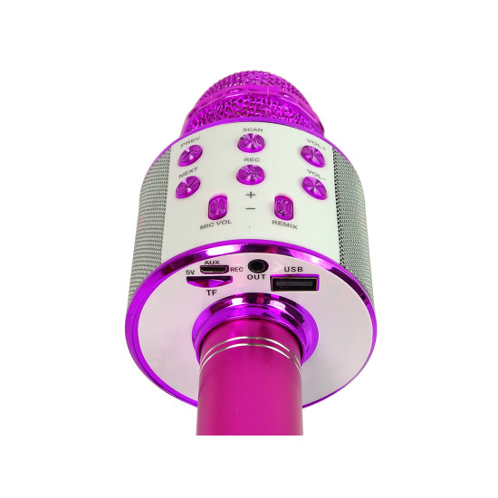 Rozā bezvadu mikrofons ar gaismas efektu Mūzikas instrumentai
