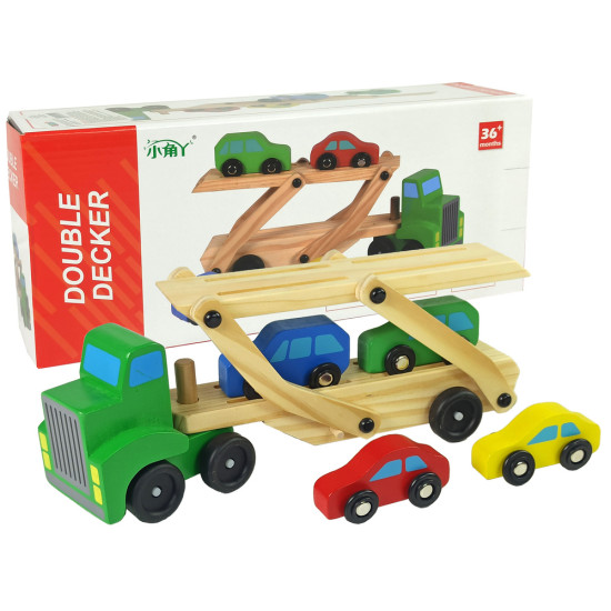Wooden Green Truck with Trucks Blocks Rotaļlietu automašīnas