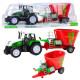 Green Agricultural Tractor with Trailer and Feed Mixer 50cm Rotaļlietu automašīnas