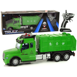 Pilot 2.4G Lights Sounds Green Remote Controlled Refuse Truck 2.4G gaisma izklausās zaļa tālvadības atkritumu mašīna