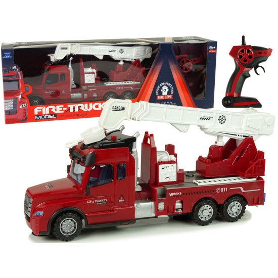 Tālvadības pults Ugunsdzēsēju kravas automašīnas tālvadības pults 2.4G Gaismas skaņas Sarkans Radio vadāmās rotaļlietas