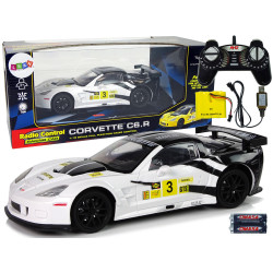 Sacīkšu sporta auto R/C 1:18 Corvette C6.R balts 2.4 G lukturi