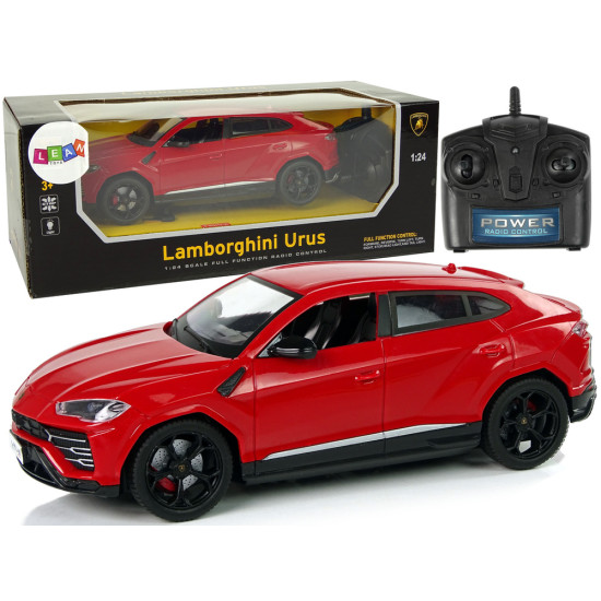 Automobiļu R/C 1:24 Lamborghini Urus Red 2.4 G lukturi Radio vadāmās rotaļlietas
