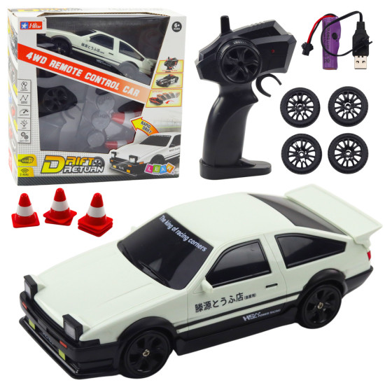 Drift Sports Car Interchangeable Wheels Remote Controlled RC 4WD White Radio vadāmās rotaļlietas