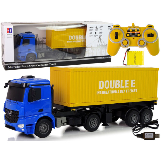 Lielā R/C kravas automašīna Mercedes Arocs Blue 1:20 Konteiners 58 cm garš Radio vadāmās rotaļlietas