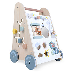 Koka ratiņi ar stumšanas rokturi ECOTOYS
