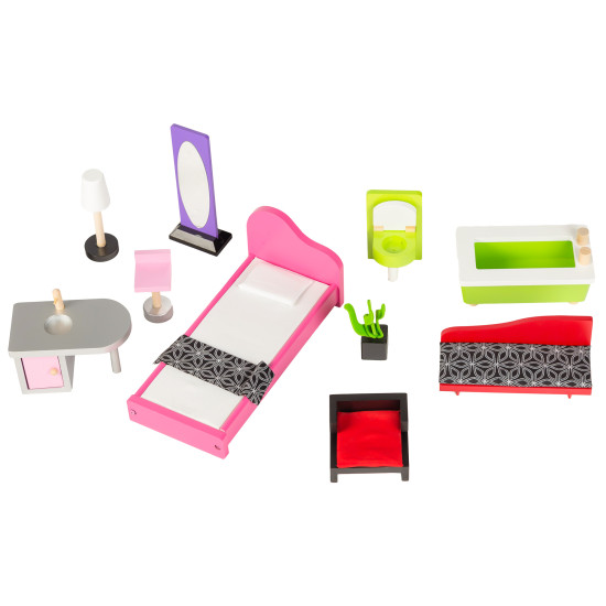 Malibu koka leļļu māja Leļļu un spēļu komplekti ECOTOYS