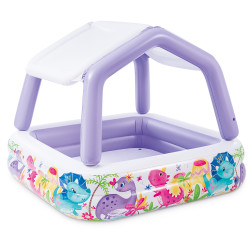 Piepūšama violeta bērnu peldbaseins ar nojumi INTEX 57470-DINO