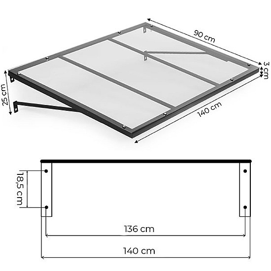 Ieejas duru nojume 140x90 cm ar UV aizsardzību „MultiGarden“