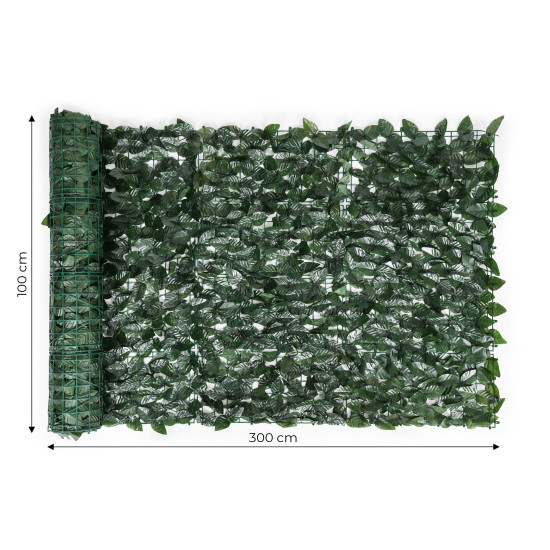 Kunstlik roheline rõdu/aia ploomi hekk 300 x 100 cm