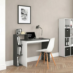 Białe nowoczesne biurko komputerowe z 4 półkami ModernHome