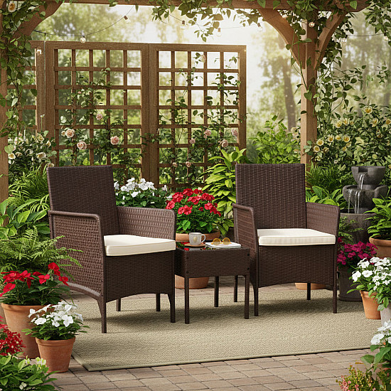 Brown garden furniture set: 2 armchairs and a table by MultiGarden