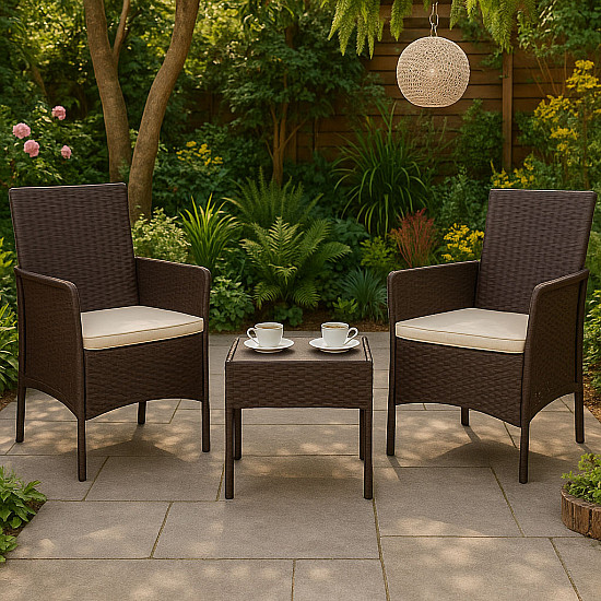 Brown garden furniture set: 2 armchairs and a table by MultiGarden