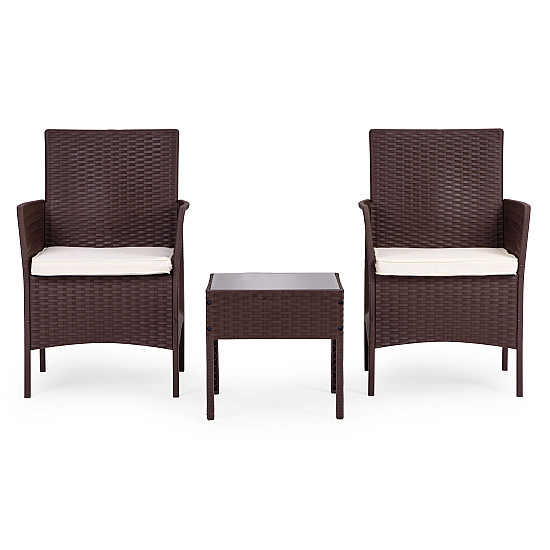 Brown garden furniture set: 2 armchairs and a table by MultiGarden