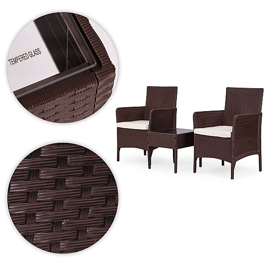 Brown garden furniture set: 2 armchairs and a table by MultiGarden