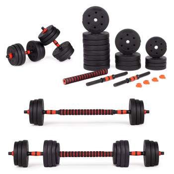 Regulējami hanteles, 2 gab. pa 20 kg, stieņu komplekts ar 40 kg stieni, MOVEPRO