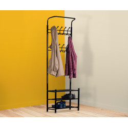 Black clothes rack with shoe rack