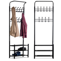 Black clothes rack with shoe rack