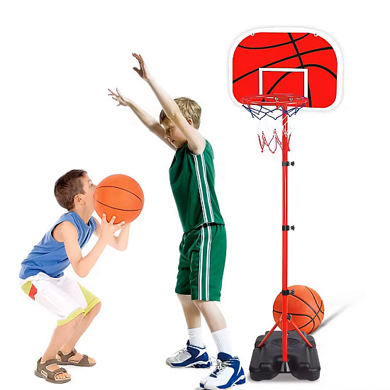 Basketa grozs ar grozu bērniem, ar regulējamu augstumu, ar bumbu sūkni