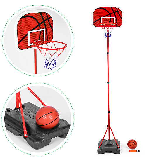 Basketa grozs ar grozu bērniem, ar regulējamu augstumu, ar bumbu sūkni