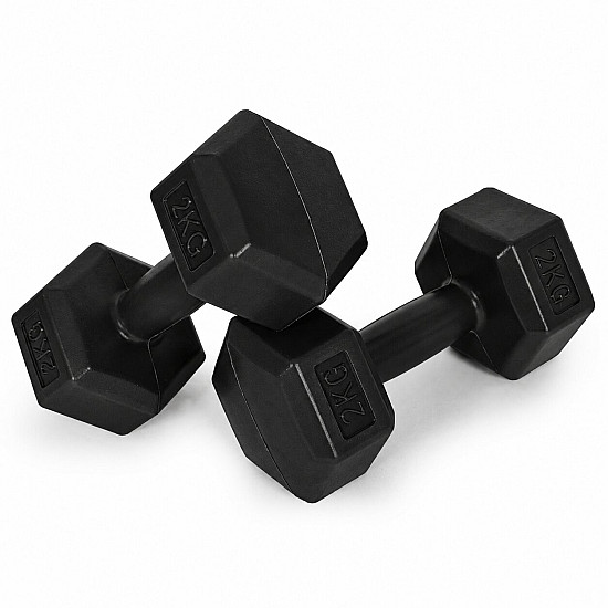 Sešstūraino melno hantļu komplekts 2x2 kg MOVEPRO