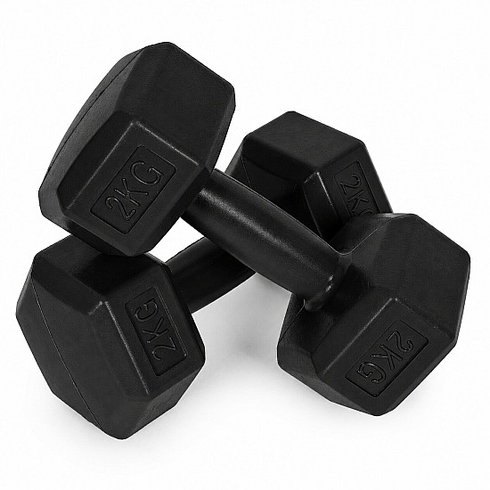 Sešstūraino melno hantļu komplekts 2x2 kg MOVEPRO
