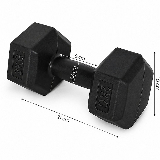 Sešstūraino melno hantļu komplekts 2x2 kg MOVEPRO