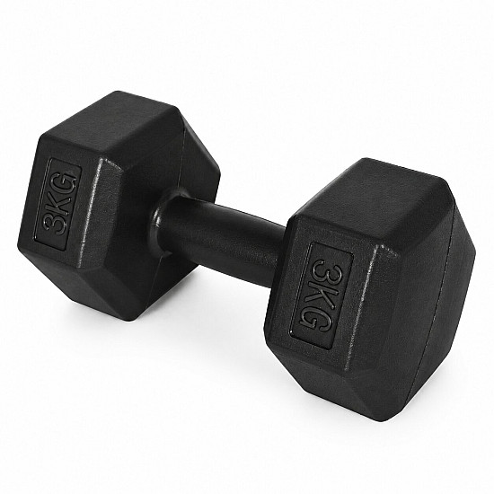 Sešstūrveida melno hantļu komplekts 2x3 kg MOVEPRO