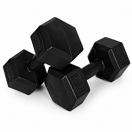 Sešstūrveida melno hantļu komplekts 2x3 kg MOVEPRO