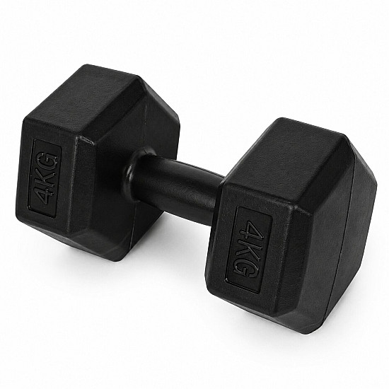 Sešstūraļu melno hantļu komplekts 2x4 kg MOVEPRO