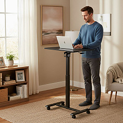 ModernHome Portable Black Height-Adjustable Table, 70x48 cm