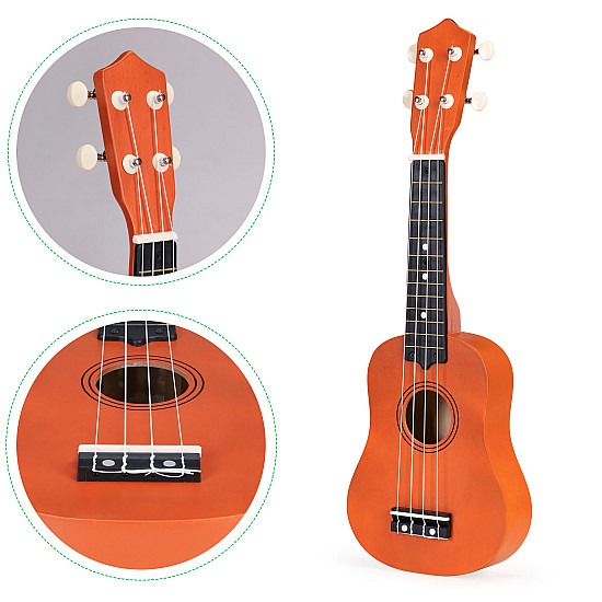 Puidust ukulele lastele, 4 nailonkeelt, tootja Muusikainstrumendid ECOTOYS